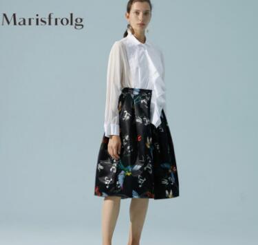 Marisfrolg/瑪絲菲爾拼接襯衫女裝春季新款長袖時尚氣質(zhì)上衣